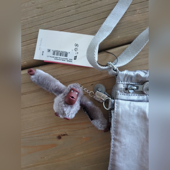 NWT Kipling Small Crossbody Bag El Dorado Metallic Pewter Adjustable Strap - Picture 3 of 9